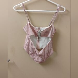 White Fox Can't Slow Down Shiny Pink Cutout Bustier Top Sz S